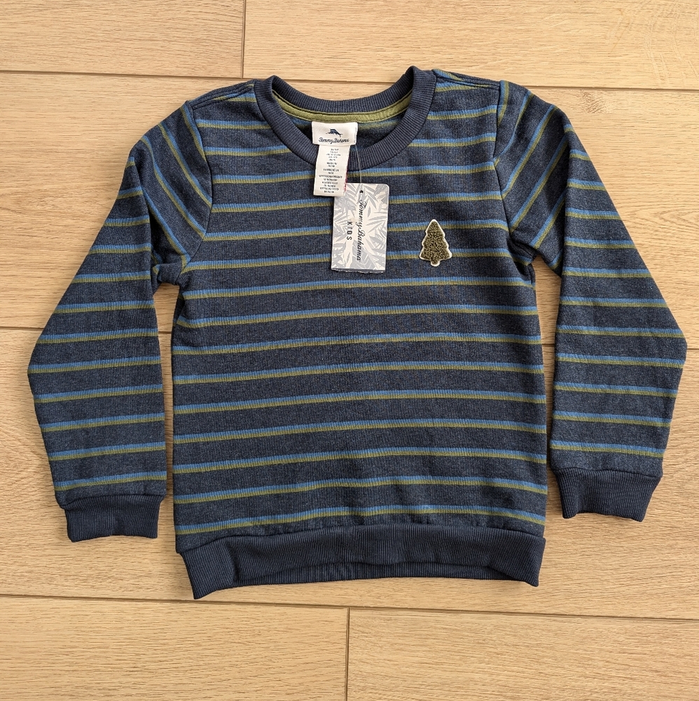 NWT Tommy Bahama Striped Kids Sweatshirt Size 5T, Cabincore, Holiday, Classic